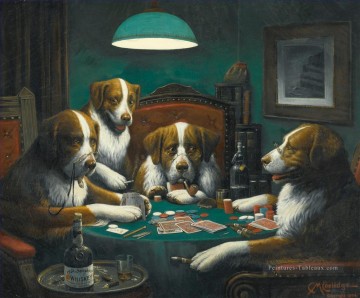 Chien œuvres - Chiens Jouant Poker Jeu Cassius Marcellus Coolidge